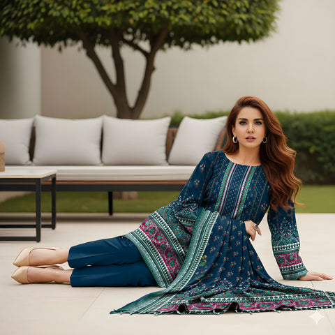 3pc Print Vintax Peach Bareeza 6580 3pc Print Vintax Peach Bareeza 6580
