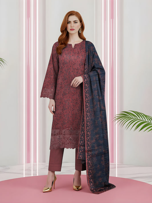 3PC Printed Khaddar Taana Baana Emb TB-5601