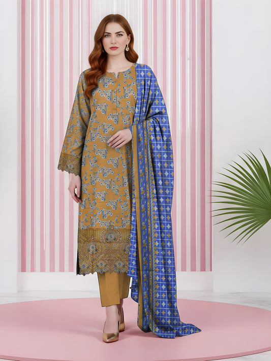 3PC Printed Khaddar Taana Baana Emb TB-5603