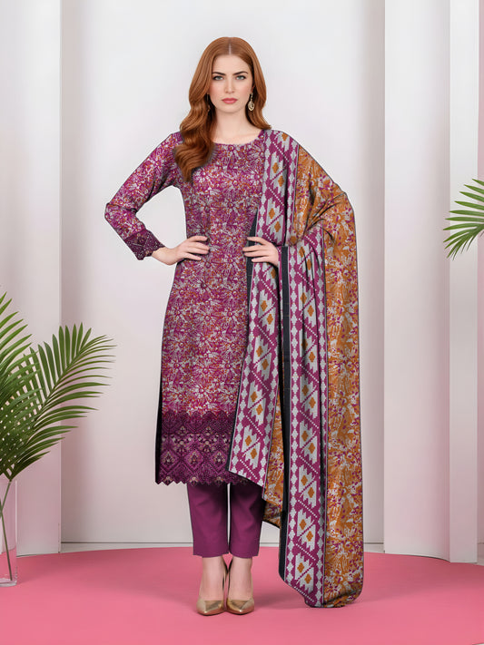 3PC Printed Khaddar Taana Baana Emb TB-5606