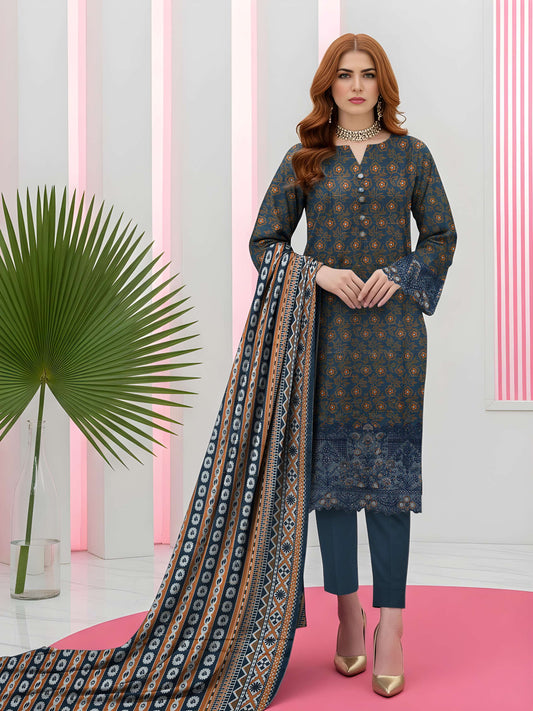 3PC Printed Khaddar Taana Baana Emb TB-5602