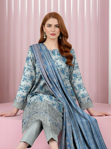 3PC Printed Khaddar Taana Baana Emb TB-5604